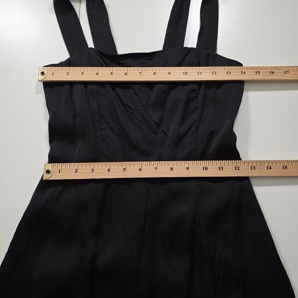 Sunday Best Satin Dress Womens XS Black Square Neck Thick Straps Smocked Aritzia - Picture 4 of 15
